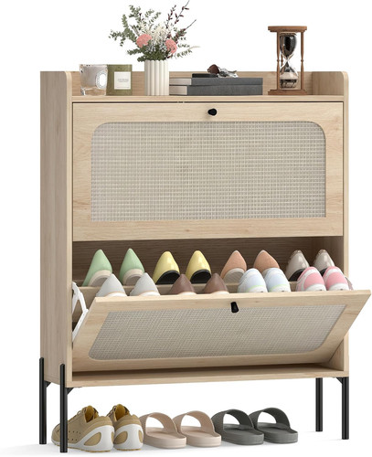 Oak narrow shoe cabinet 2 - oak,