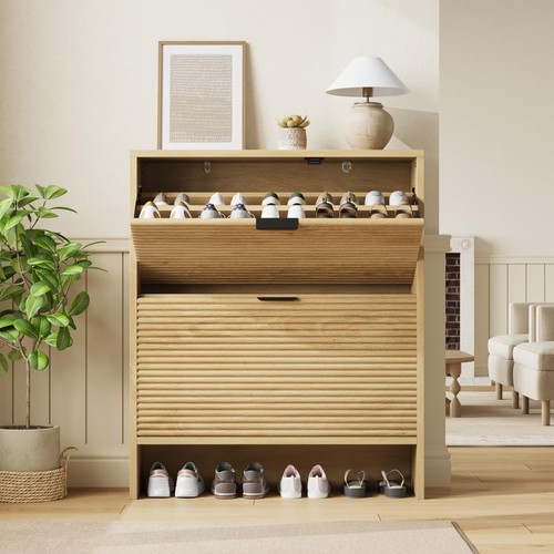Fluted shoe entry cabinet - fluted,