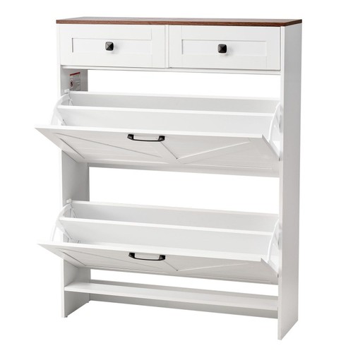 White shoe cabinet with - 2, flip