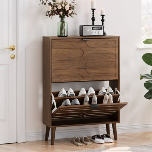 Shoe cabinet midcentury walnut - shoe,