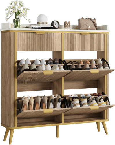 Fluted shoe cabinet natural - cabinet,