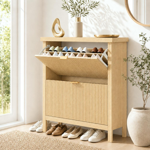 Fluted shoe cabinet with - cabinet,