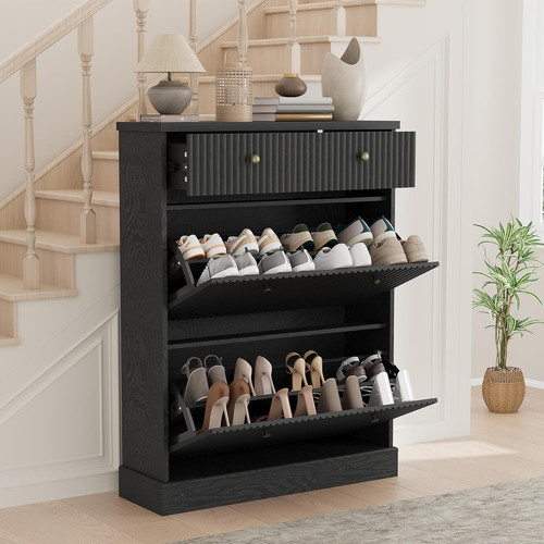 Fluted shoe storage cabinet - shoe,