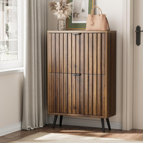 Walnut fluted shoe storage - shoe,