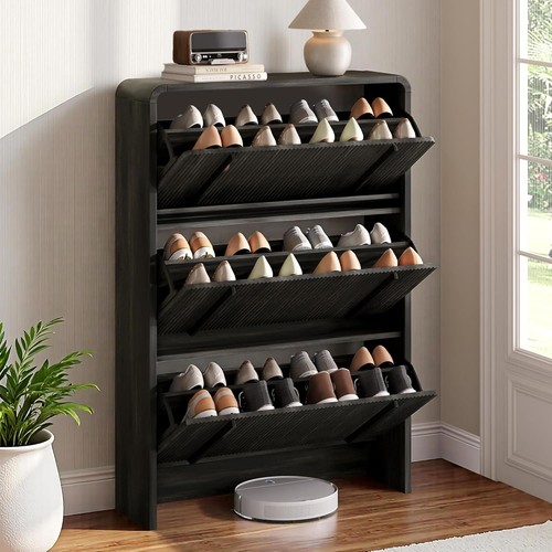 Fluted shoe cabinet with - cabinet,
